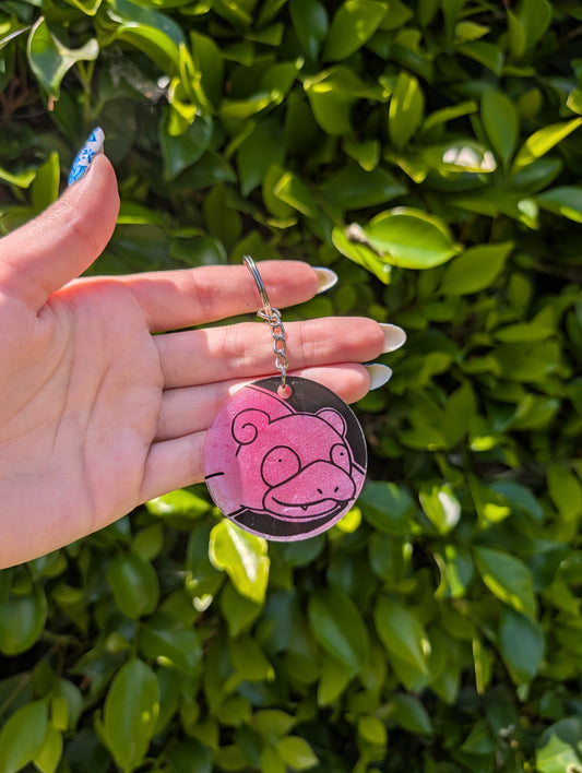 Hand painted Slowpoke Keychain