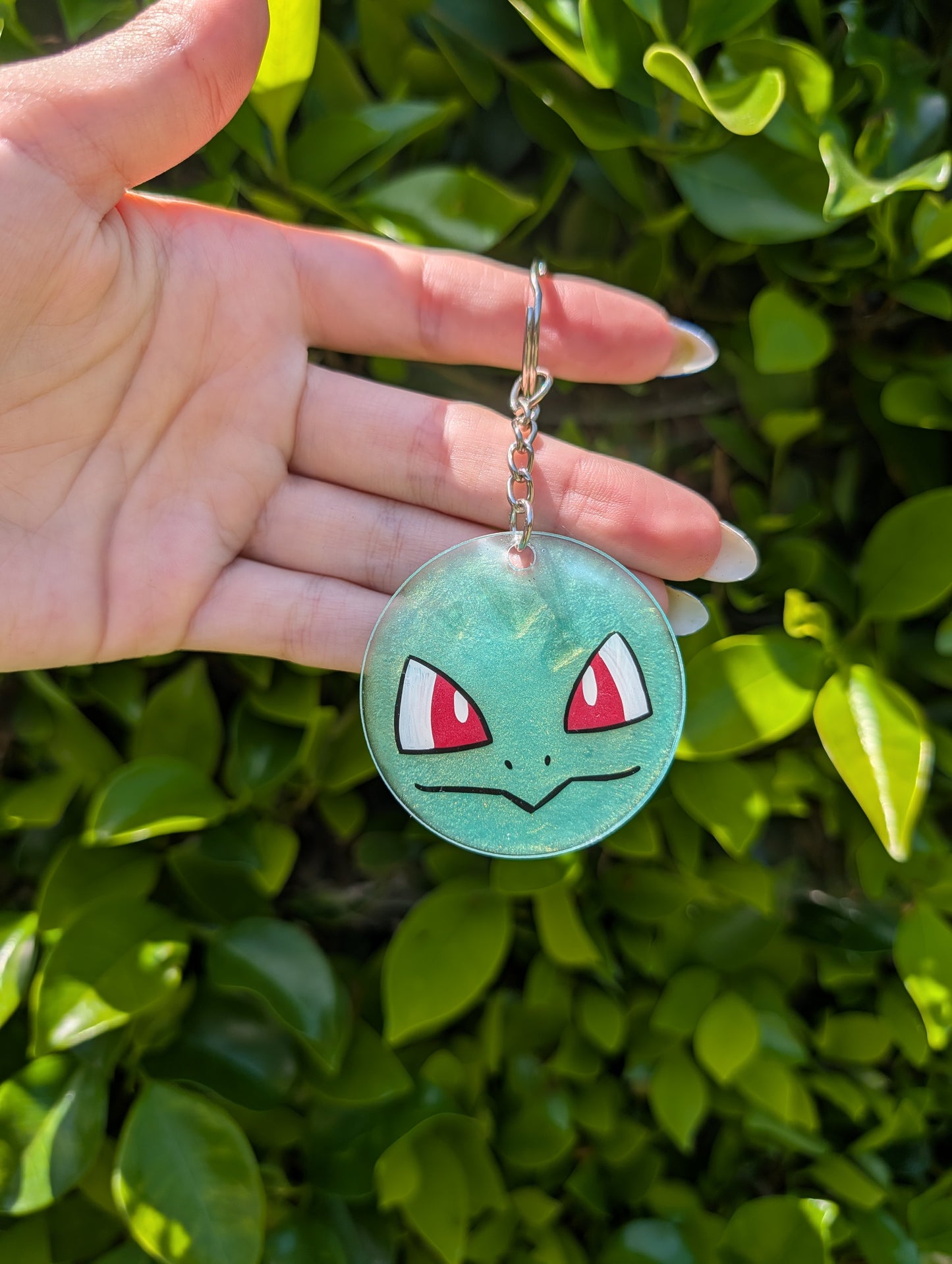 Hand painted Bulbasaur Keychain