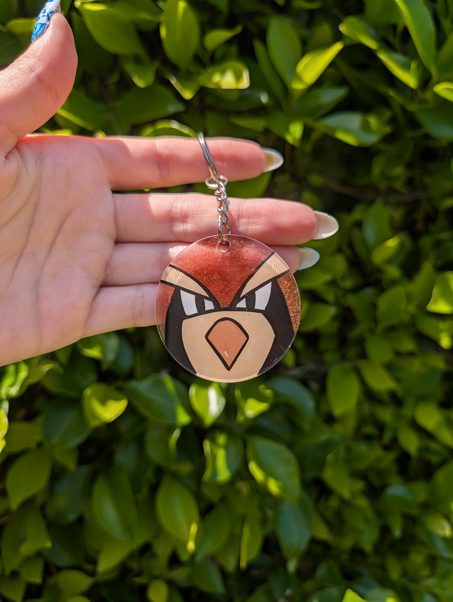 Hand painted Pidgey Keychain
