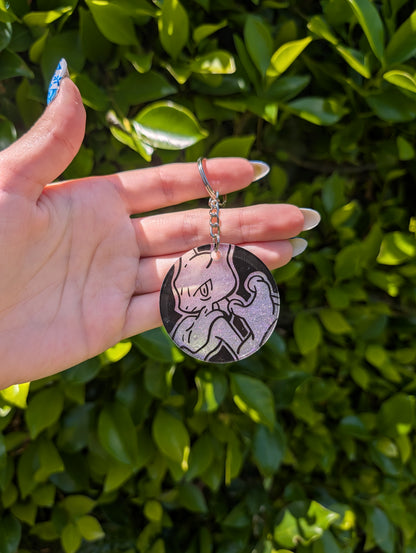 Hand painted Mewto Keychain